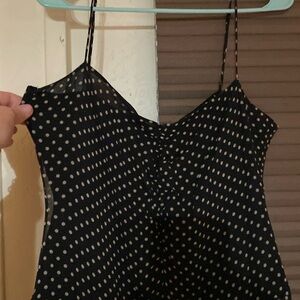 Mid length black and tan dress